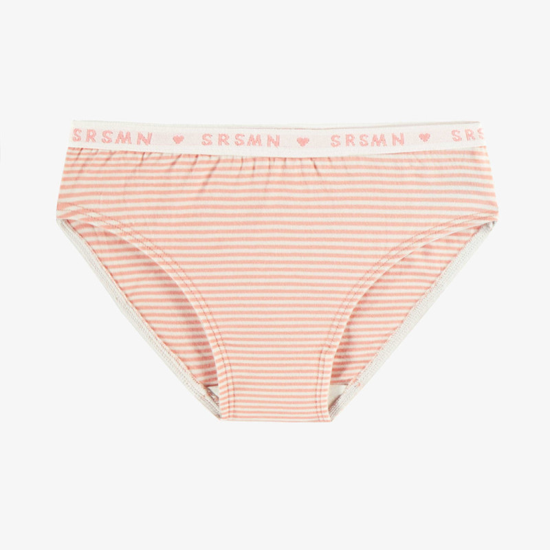 Peach and cream striped bikini panties with print in jersey, child