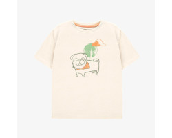 Cream short sleeves T-shirt with dog, child