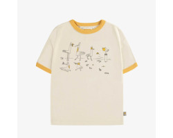 Cream short sleeves t-shirt with birds in jersey, child