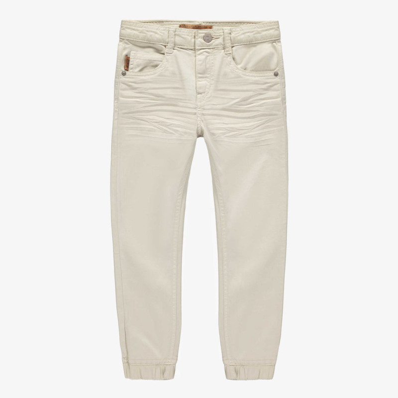 Cream slim fit pants in stretch twill, child