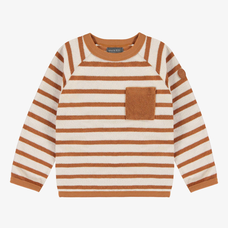 Caramel and cream sweater with long sleeves in terry, child