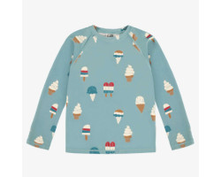 Blue long sleeves swim t-shirt with icy treat print, child