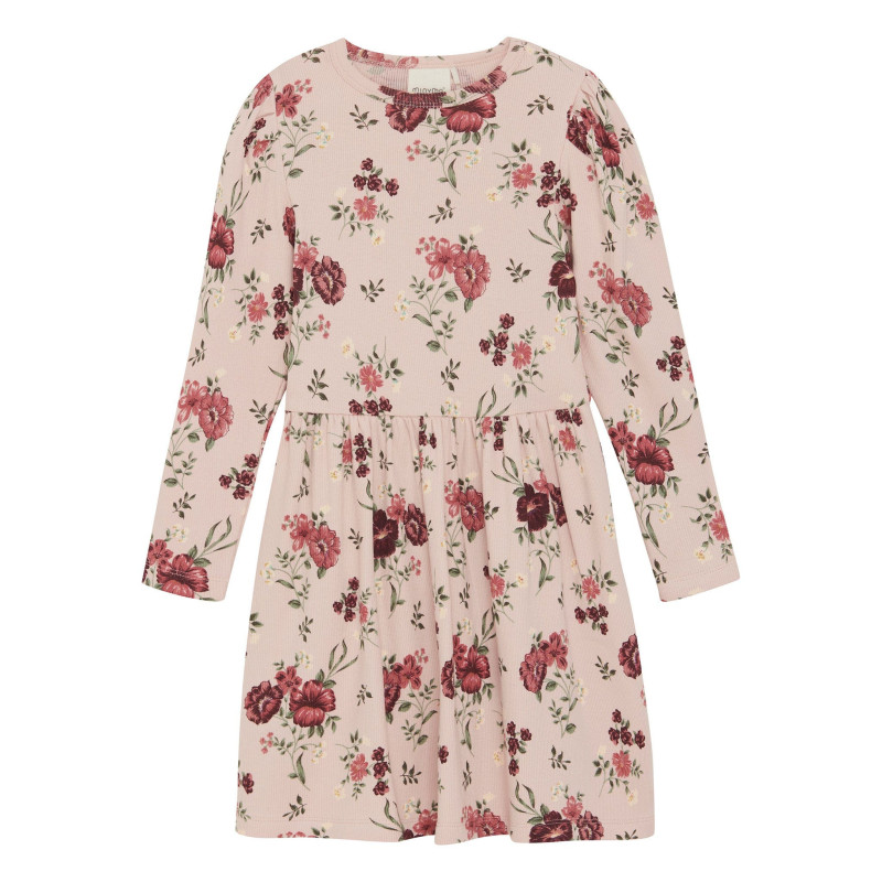 Ribbed Flower Print Dress, 3-8 years