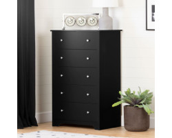 South Shore Commode 5 Tiroirs Vito - Noir Solide