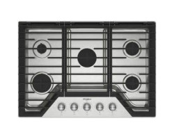 Plaque de cuisson au gaz 30 po encastrable avec 5 brûleurs scellés, acier inoxydable, Whirlpool WCGK7030PS