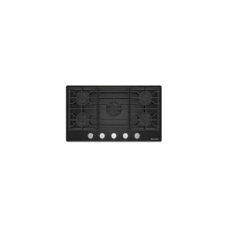 36" Built-In Gas Cooktop with 5 Sealed Burners, Black, KitchenAid KCGG536PBL