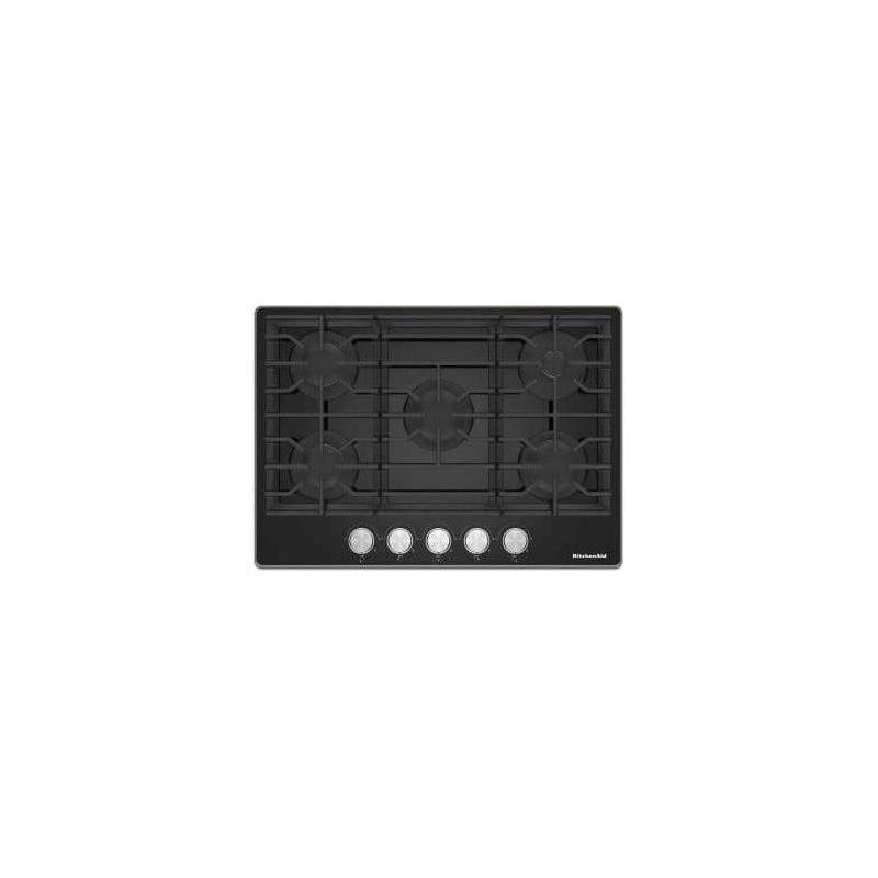 30" Slide-In Gas Cooktop with 5 Sealed Burners, Black, KitchenAid KCGG530PBL