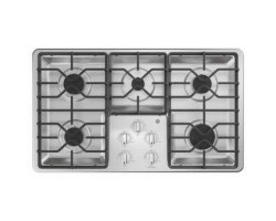 Plaque de cuisson au gaz 36 po encastrable avec 5 brûleurs scellés, acier inoxydable, GE JGP3036SLSS