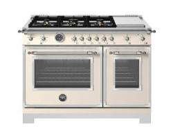 Cuisinière au gaz 48 po autoportante, 6 brûleurs scellés, ivoire, Bertazzoni HER486BTFGMAVT