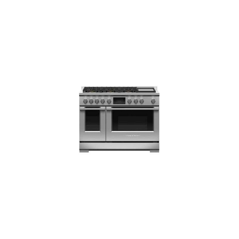 Cuisinière au gaz 48 po autoportante, 6 brûleurs scellés, acier inoxydable, Fisher & Paykel Série 9 Professional RDV3-486GD-L