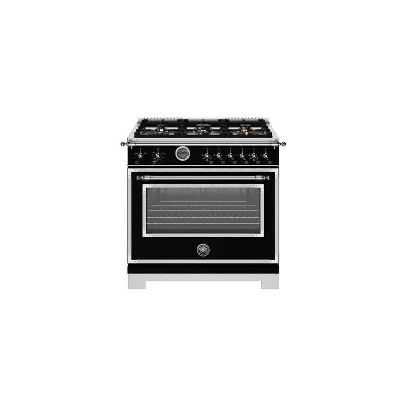 36" Freestanding Gas Range, 6 Sealed Burners, Black, Bertazzoni Heritage Series HER366BCFGMNET