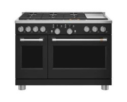 Cuisinière au gaz 48 po autoportante, 6 brûleurs scellés, noir, Série Cafe Professional C2Y486P3TD1