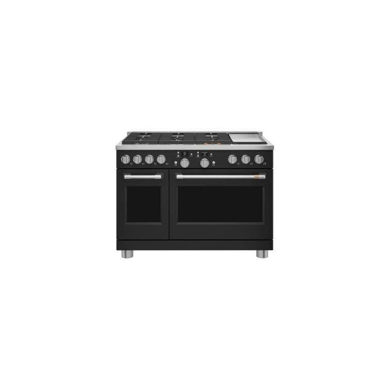 Cuisinière au gaz 48 po autoportante, 6 brûleurs scellés, noir, Série Cafe Professional C2Y486P3TD1