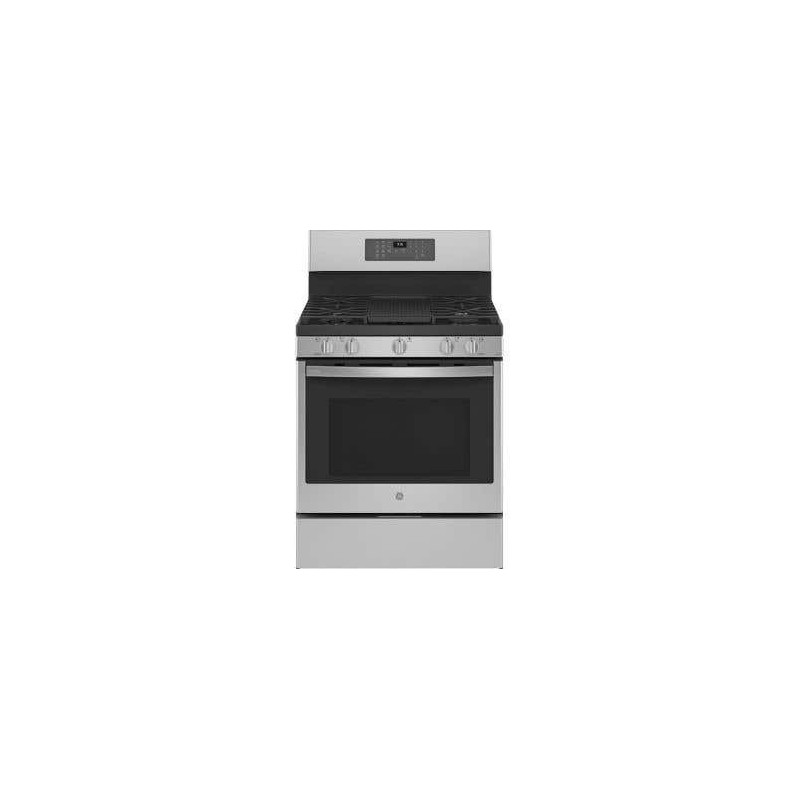 30" Freestanding Gas Range, 5 Sealed Burners, Stainless Steel, GE® PCGB935YPFS