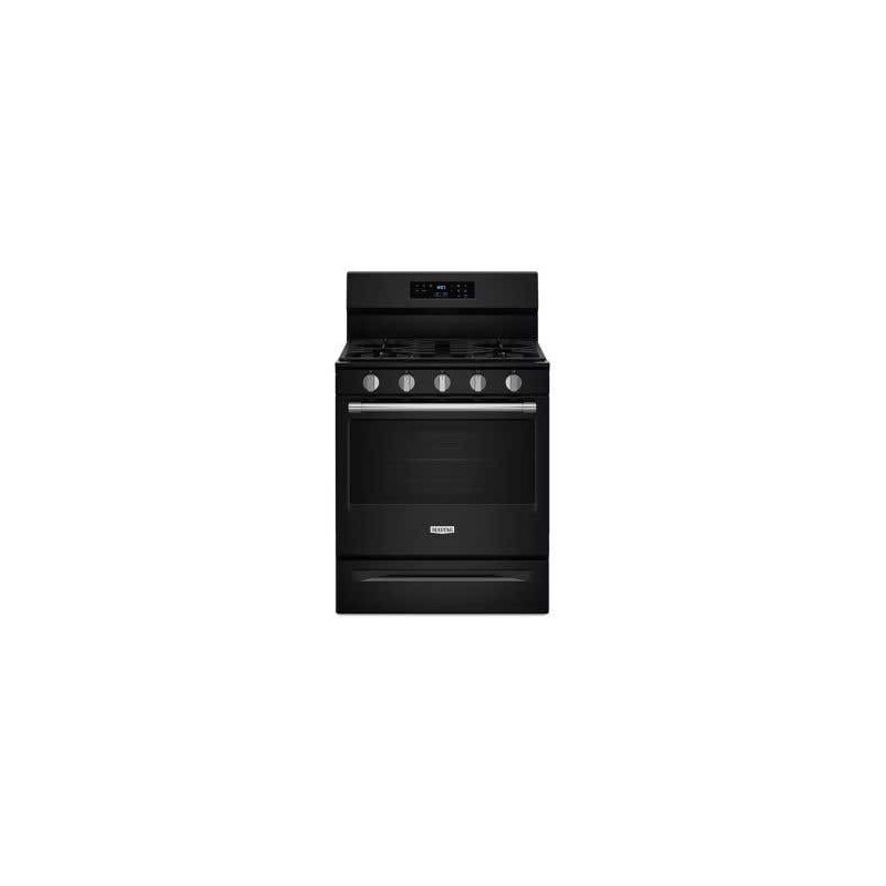 30" Freestanding Gas Range, 5 Sealed Burners, Black, Maytag MFGS6030RB