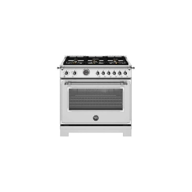 Cuisinière bi-combustible 36 po autoportante, 6 brûleurs scellés, acier inoxydable, série Bertazzoni Heritage HER366BCFEPXT