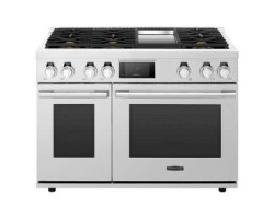 Dual-fuel slide-in range, 48 in, 6 sealed burners and griddle, stainless steel, Signature Kitchen Suite SKSDR480GS