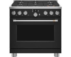 Cuisinière biénergie autoportante, 36 po, 6 brûleurs scellés, noir, GE Cafe™ C2Y366P3TD1