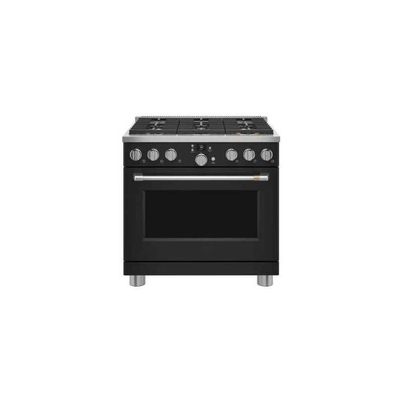 Cuisinière biénergie autoportante, 36 po, 6 brûleurs scellés, noir, GE Cafe™ C2Y366P3TD1