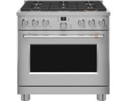 Cuisinière biénergie autoportante, 36 po, 6 brûleurs scellés, acier inoxydable, GE Cafe™ C2Y366P2TS1