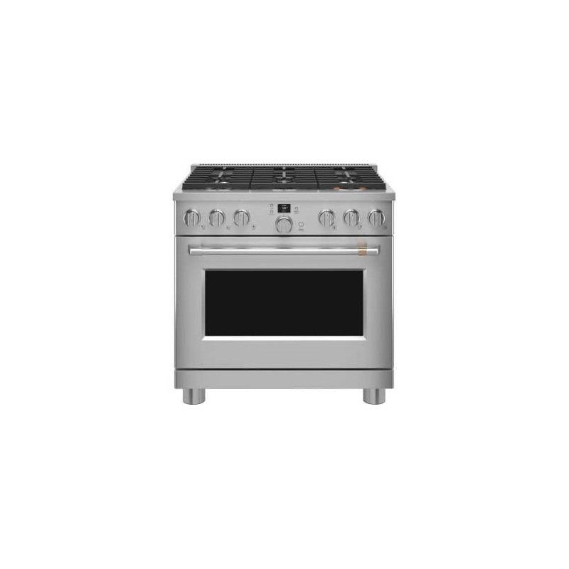 Cuisinière biénergie autoportante, 36 po, 6 brûleurs scellés, acier inoxydable, GE Cafe™ C2Y366P2TS1