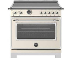 36" Freestanding Electric Range, 5 Radiant Burners, Ivory, Bertazzoni Heritage Series HER365ICFEPAVT