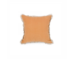 Coussin ocre avec frange de...