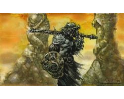 Magic the gathering -  surface de jeu - by rkf - "dakkon blackblade" (61 cm x 35 cm)