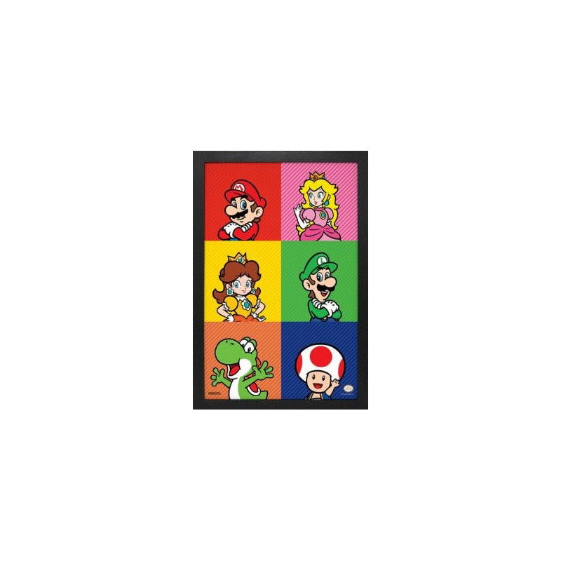 Super mario -  image encadrée - "pop art friends" (33 cm x 48 cm)