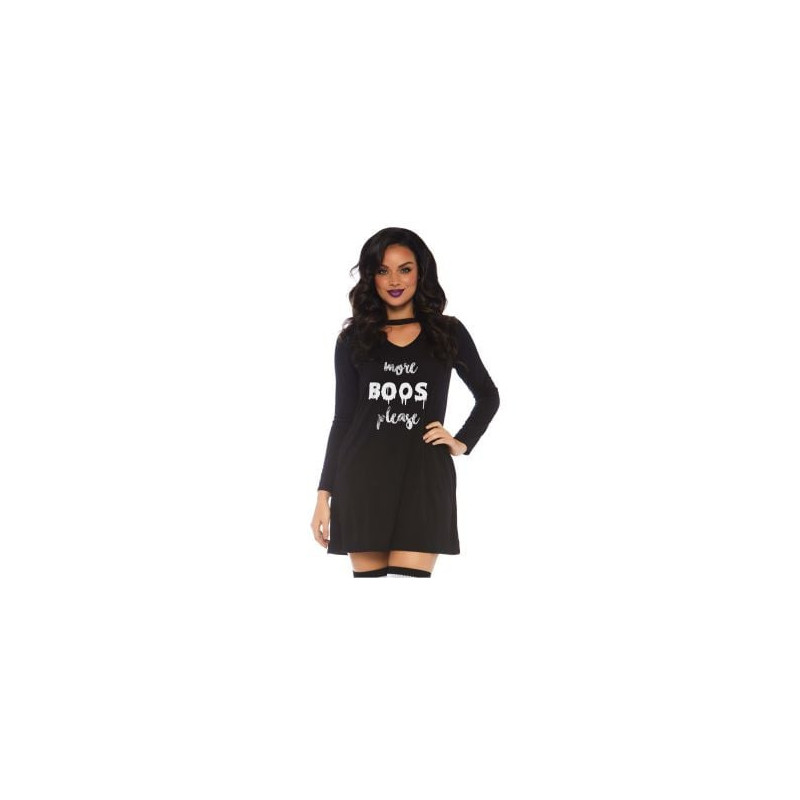 Horreur -  robe "more boos" avec poches et corsage en trou de serrure - noir (adulte)