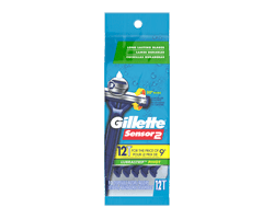 GILLETTE Sensor2 rasoirs jetables pour hommes à tête pivotante + bande lubrifiante, 12 unités