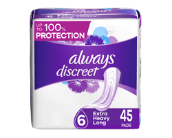 ALWAYS Discreet serviettes d'incontinence flux très abondant, taille 6, 45 unités