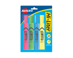 AVERY Hi-Liter surligneurs de bureau, couleurs assorties, 4 unités