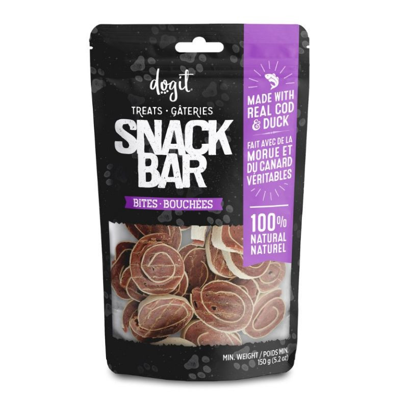 Gâterie Bouchées de Morue et Canard Snack Bar pour chiens, 150g – Dogit