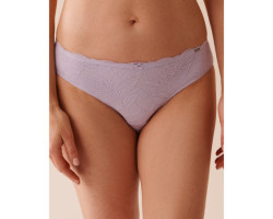 Culotte bikini microfibre et dentelle dos lisse