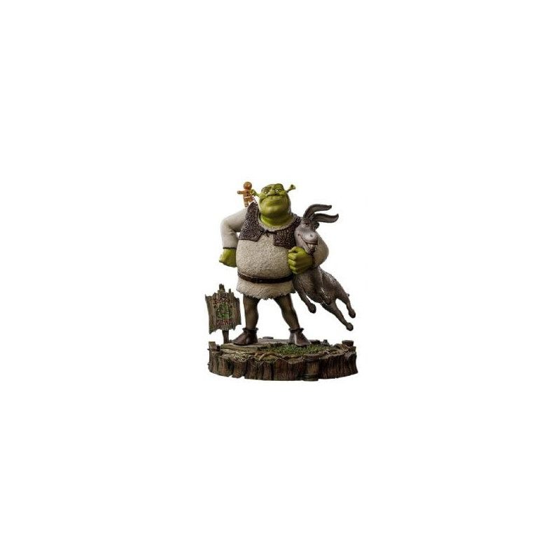 Shrek -  figurine de shrek, l'âne et le bonhomme en pain d'épice- échelle 1:10 -  iron studios