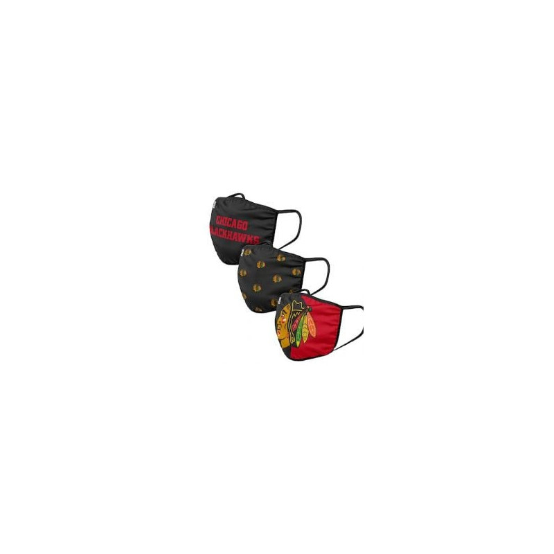 Lnh -  "matchday" masque pour visage - set de 3 -  les blackhawks de chicago