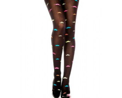 Collants -  collants moustache noir-arc en ciel - taille unique -  bas culotte