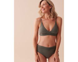 Haut de bikini triangle torsadé KHAKI GREY