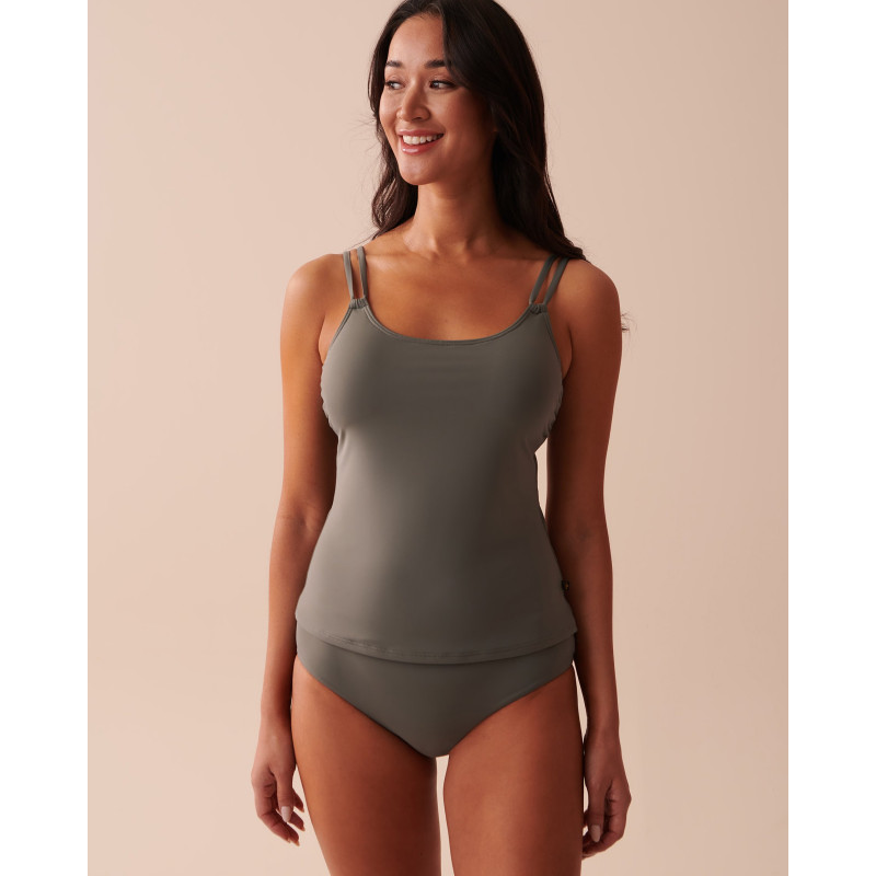 Haut tankini bretelles doubles KHAKI GREY