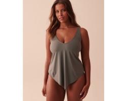 Haut tankini coupe fluide bonnet D KHAKI GREY