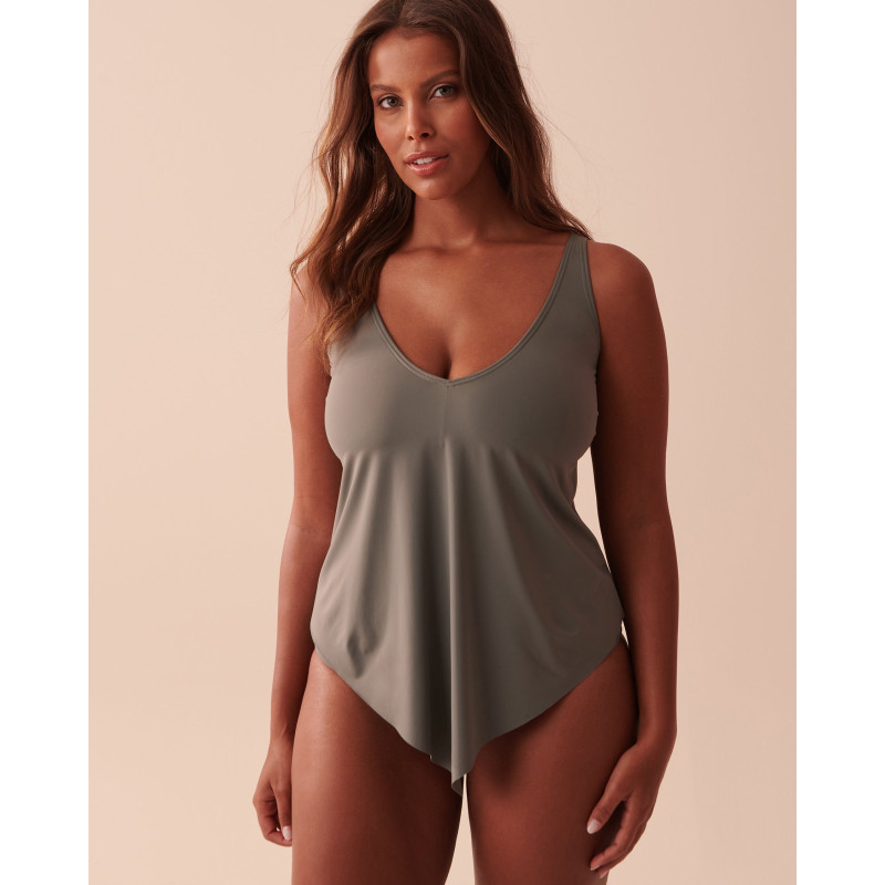 Haut tankini coupe fluide bonnet D KHAKI GREY