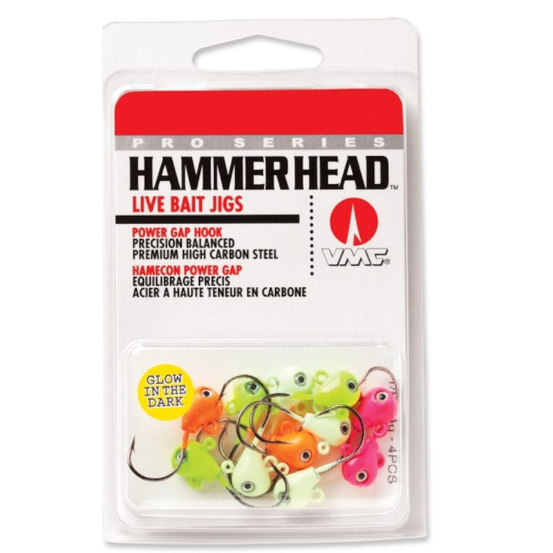 VMC Tête de jig Hammer Head Glow Kit 1/8 Assortis