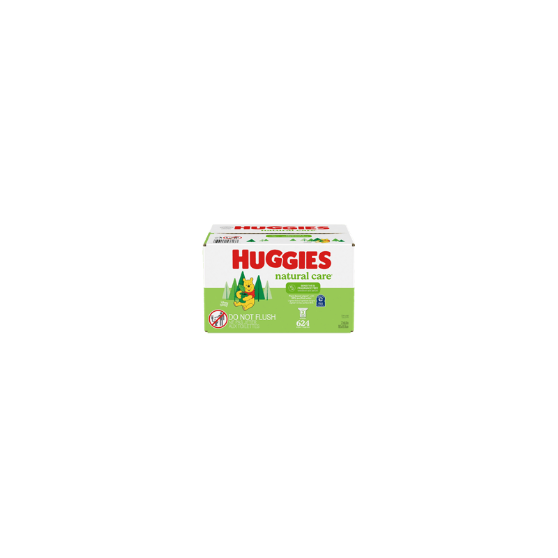 HUGGIES Natural Care lingettes pour bébés pour peau sensible, non parfumées, 624 unités