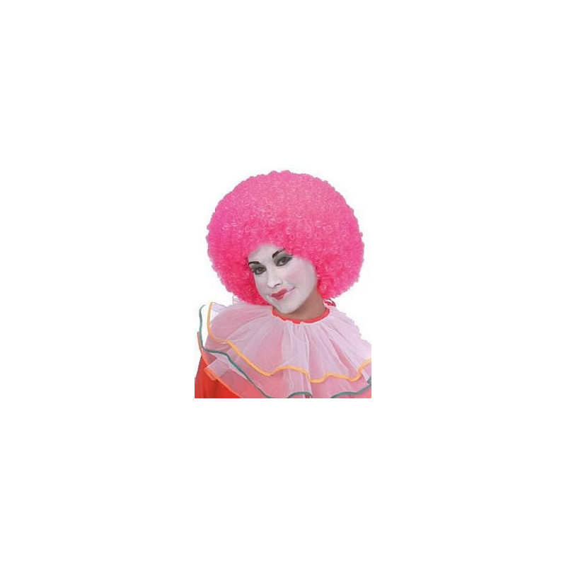 Clown -  perruque de clown fluo - rose (adulte)