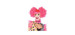 Clown -  perruque fluo arlequin avec clips frisés - rose (adulte)