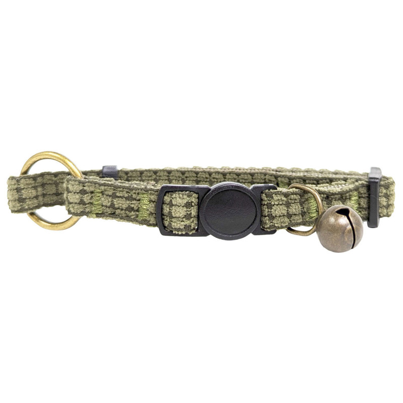 Velvet collar for cats, Olive