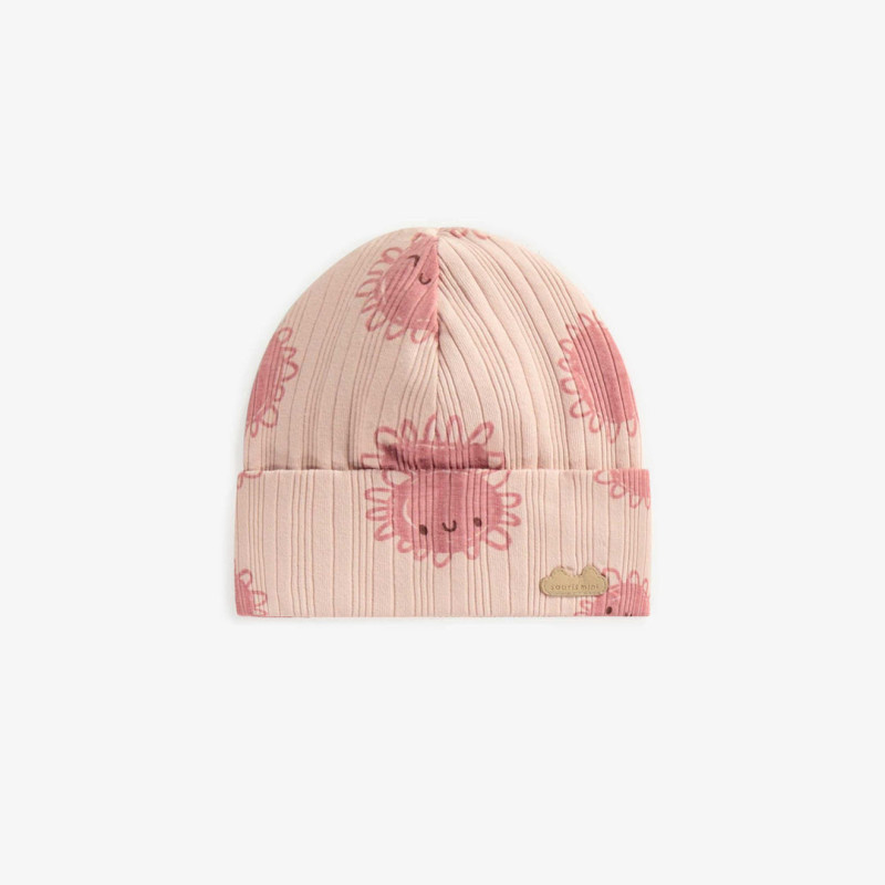 Pink patterned hat in cotton, newborn