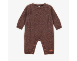 Brown knitted one-piece in recycled polyester, newborn