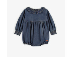 Puffy one-piece in lightweight denim, newborn